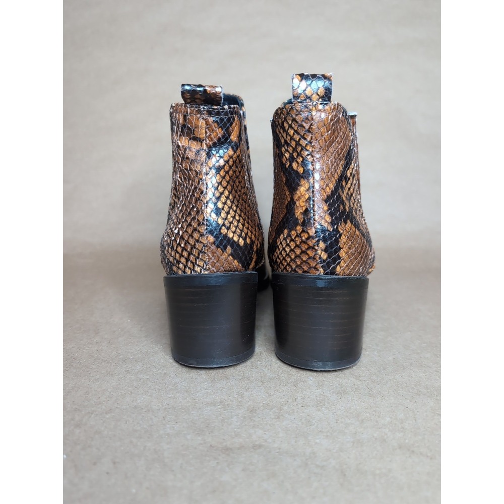 New Michele Lopriore Women's 37 Snakeskin Leather Chelsea Boots Italian Brown - Picture 3 of 8